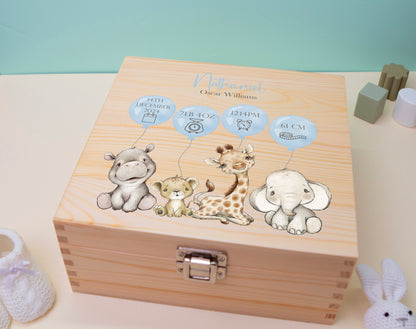 Personalised Baby Keepsake Box Blue Balloons