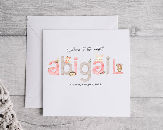 Pink Initial Baby Card