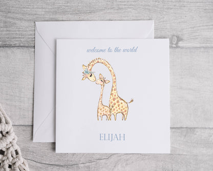 Personalised Giraffe Baby Card