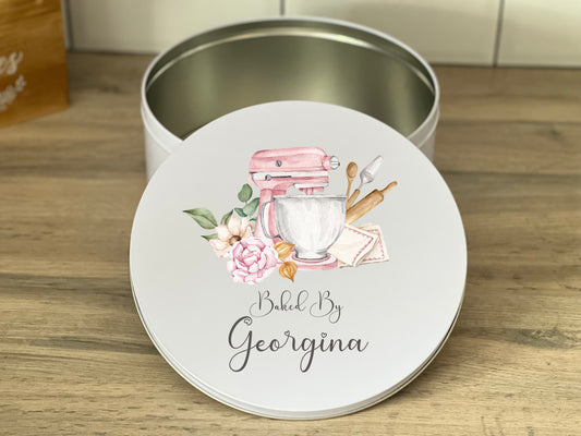 Personalised Pink Mixer Rolling Pin Cake Tin