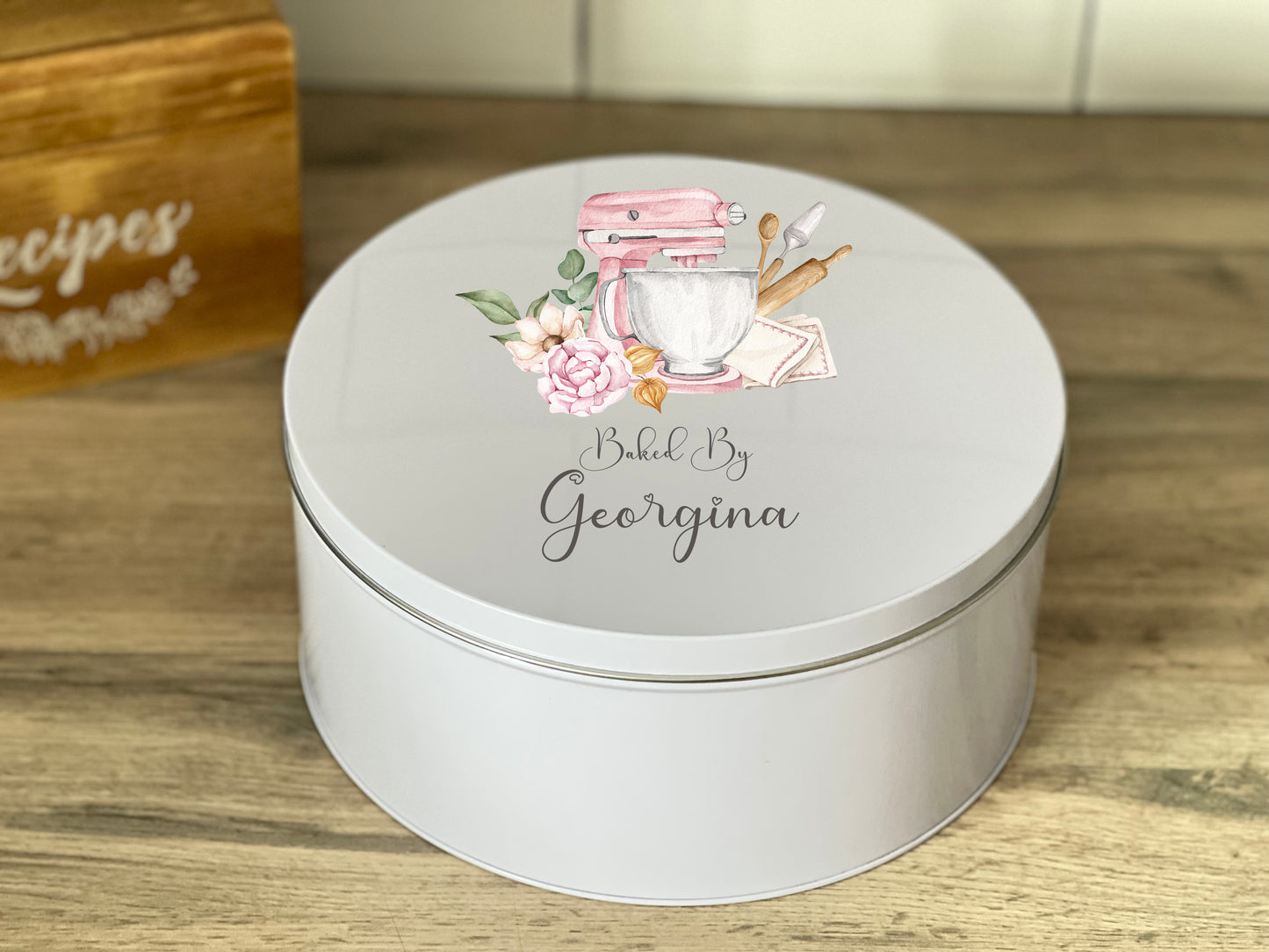 Personalised Pink Mixer Rolling Pin Cake Tin