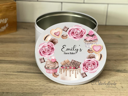 Personalised Roses And Cakes Cake Tin