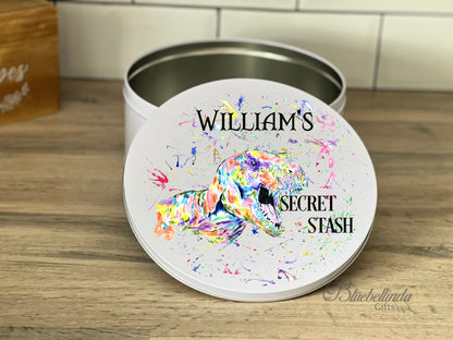 Personalised Dinosaur Secret Stash Treat Tin