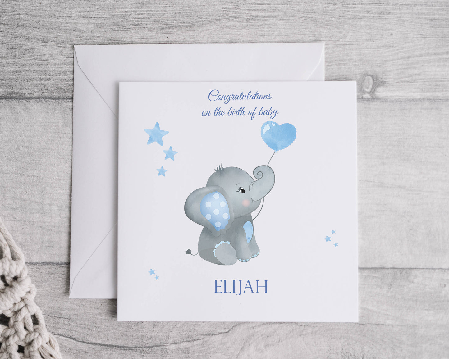 Personalised Elephant Baby Card