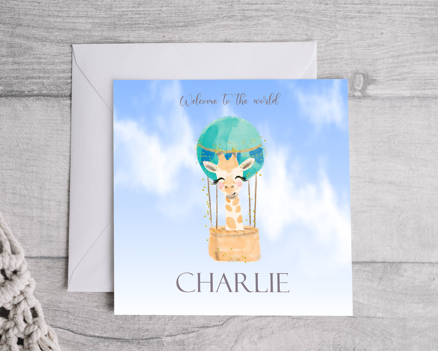 Personalised Hot Air Balloon Baby Card