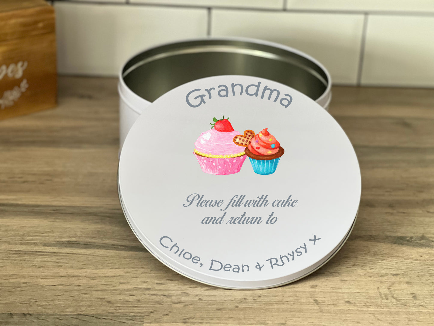 Personalised Please Fill With Cake & Return Cake Tin