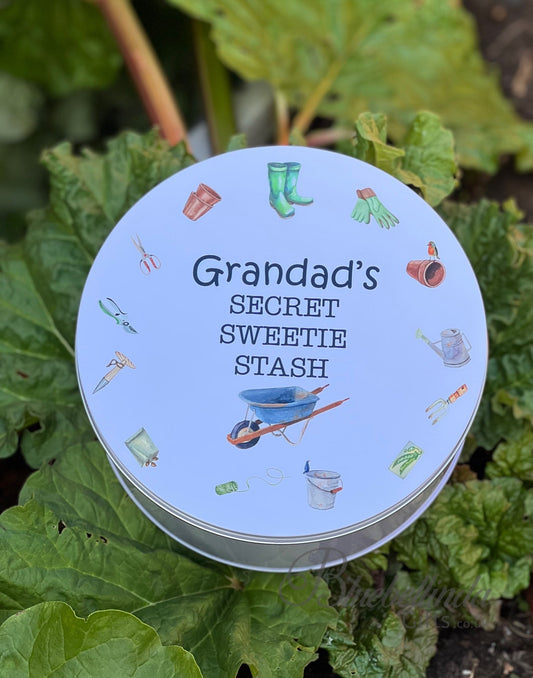 Personalised Gardening Grandad's Secret Sweetie Stash Tin