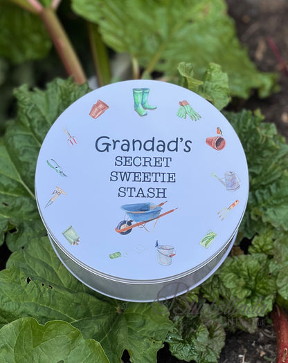 Personalised Gardening Grandad's Secret Sweetie Stash Tin