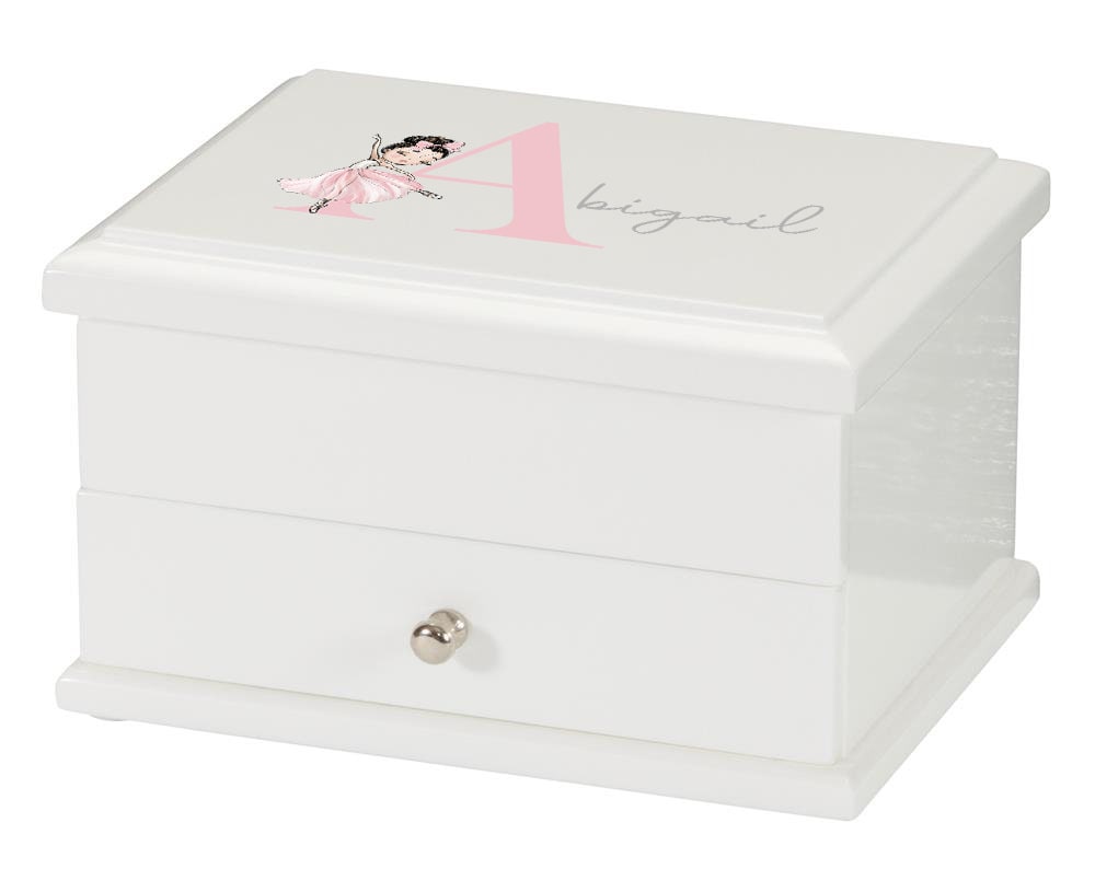 Personalised Ballerina White Jewellery Box