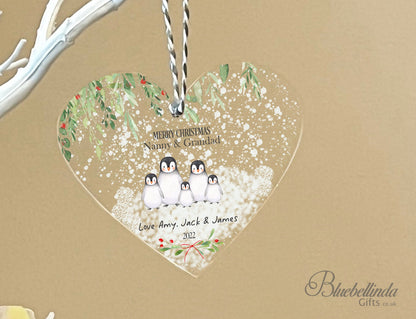 Personalised Nanny & Grandad Hanging Heart Christmas Decoration