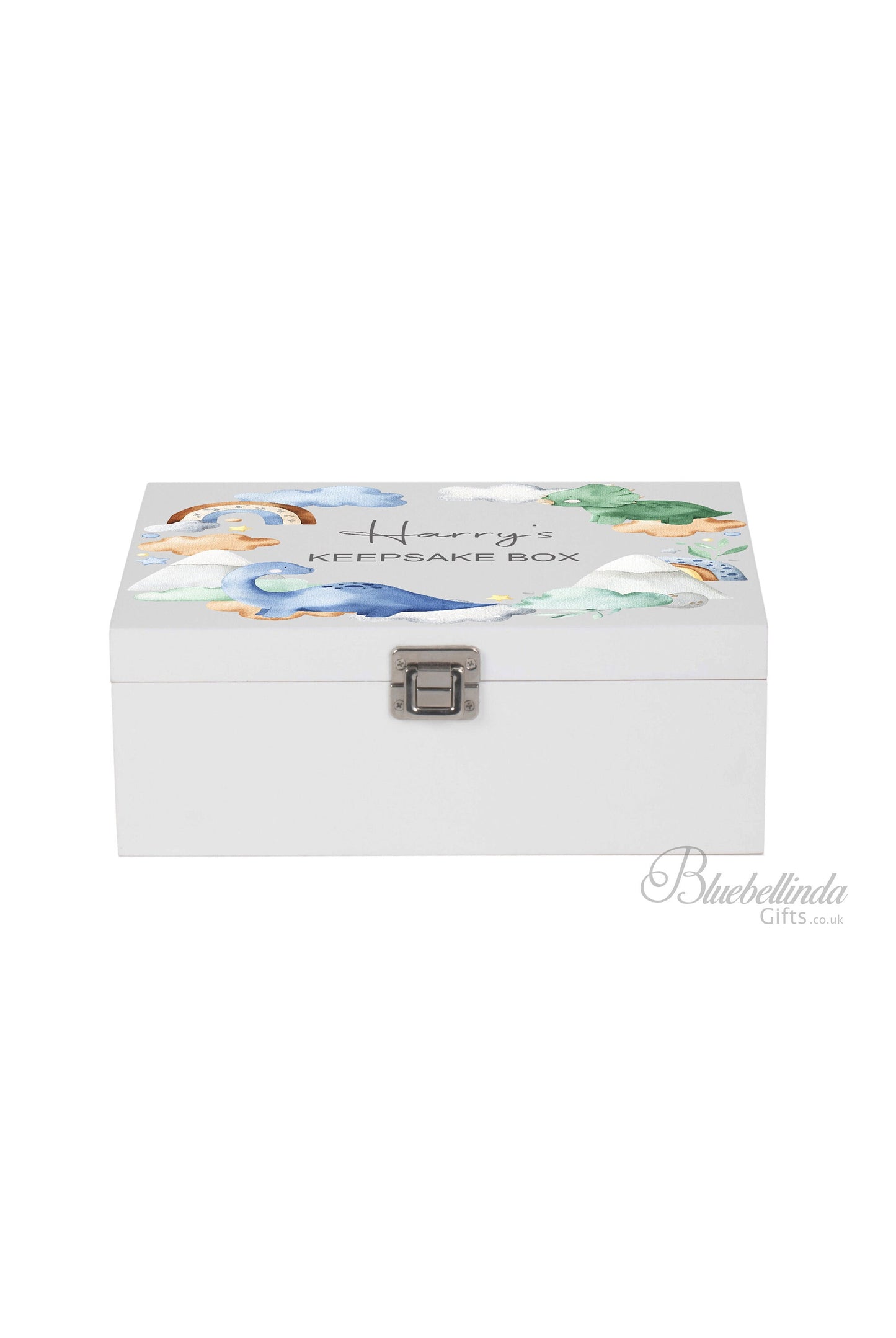 Personalised Blue Dinosaur Baby Keepsake Box