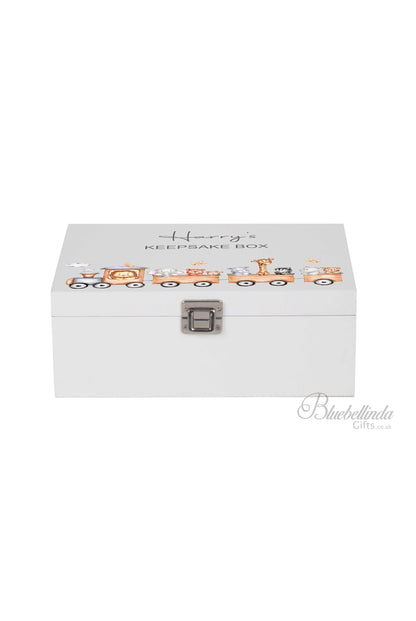 Personalised Animal Train Baby Keepsake Box