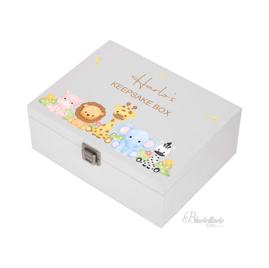 Safari Animals Baby Keepsake Box