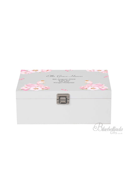 Pink Swan Baby Keepsake Box