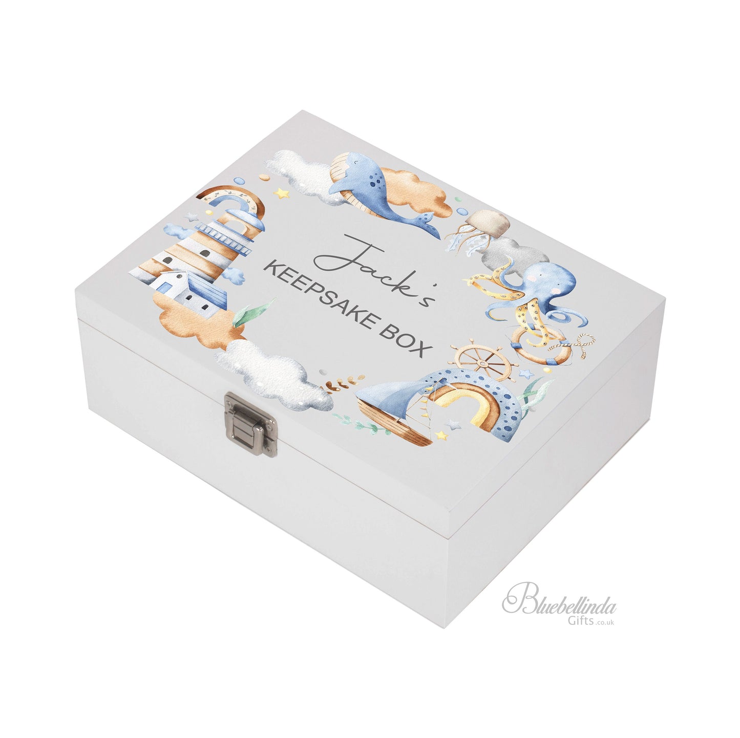 Personalised Blue Ocean Baby Keepsake Box