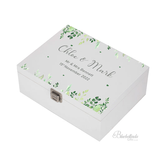 Personalised Hanging Leaves Wedding Keepsake Box