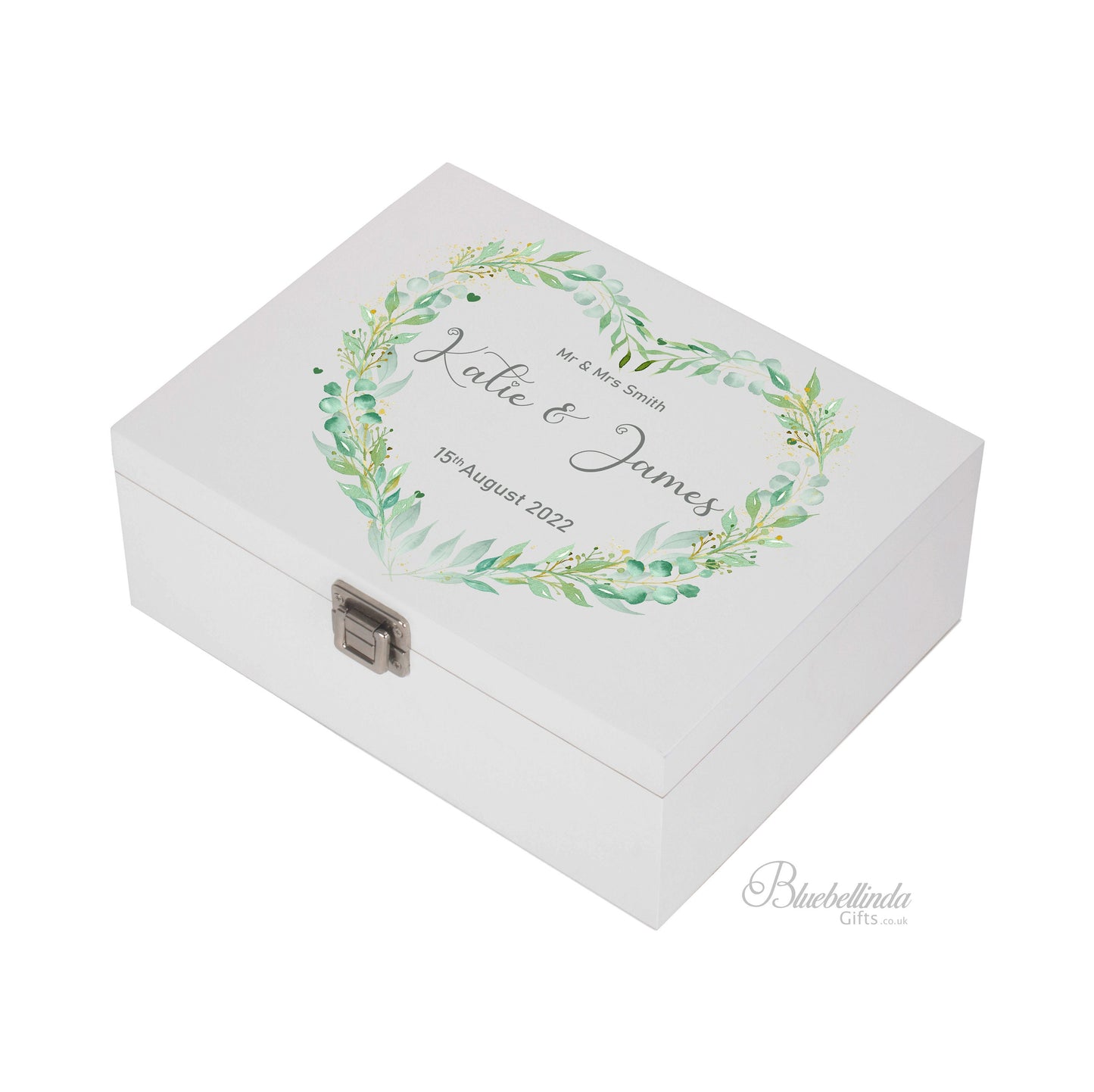 Personalised Heart Wreath Wedding Keepsake Box