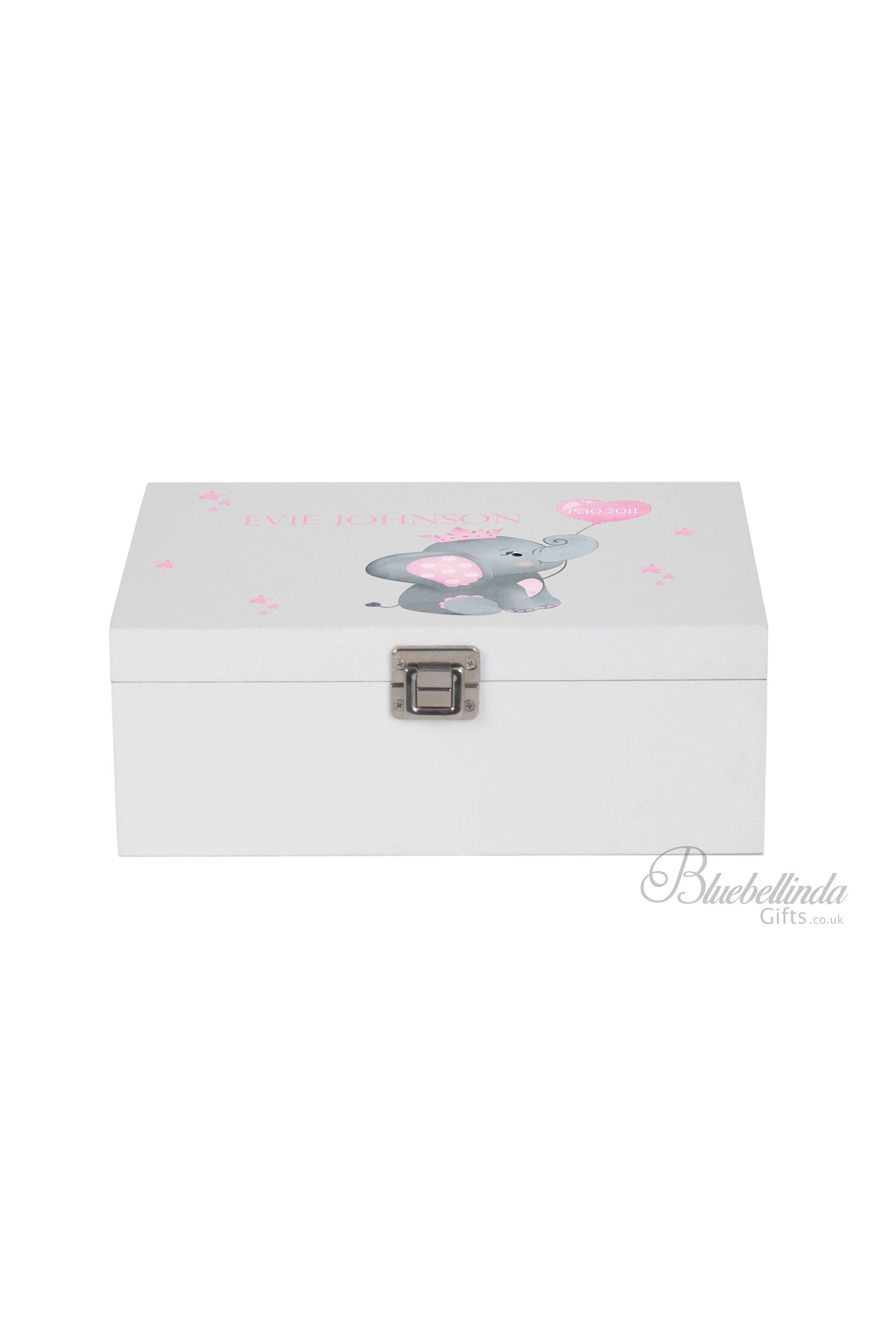 Pink Elephant Baby Keepsake Box