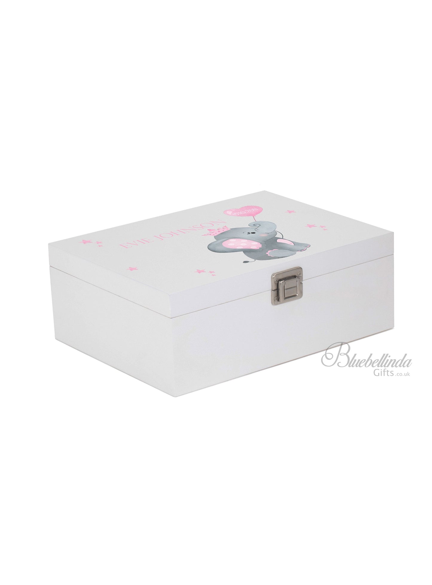 Pink Elephant Baby Keepsake Box