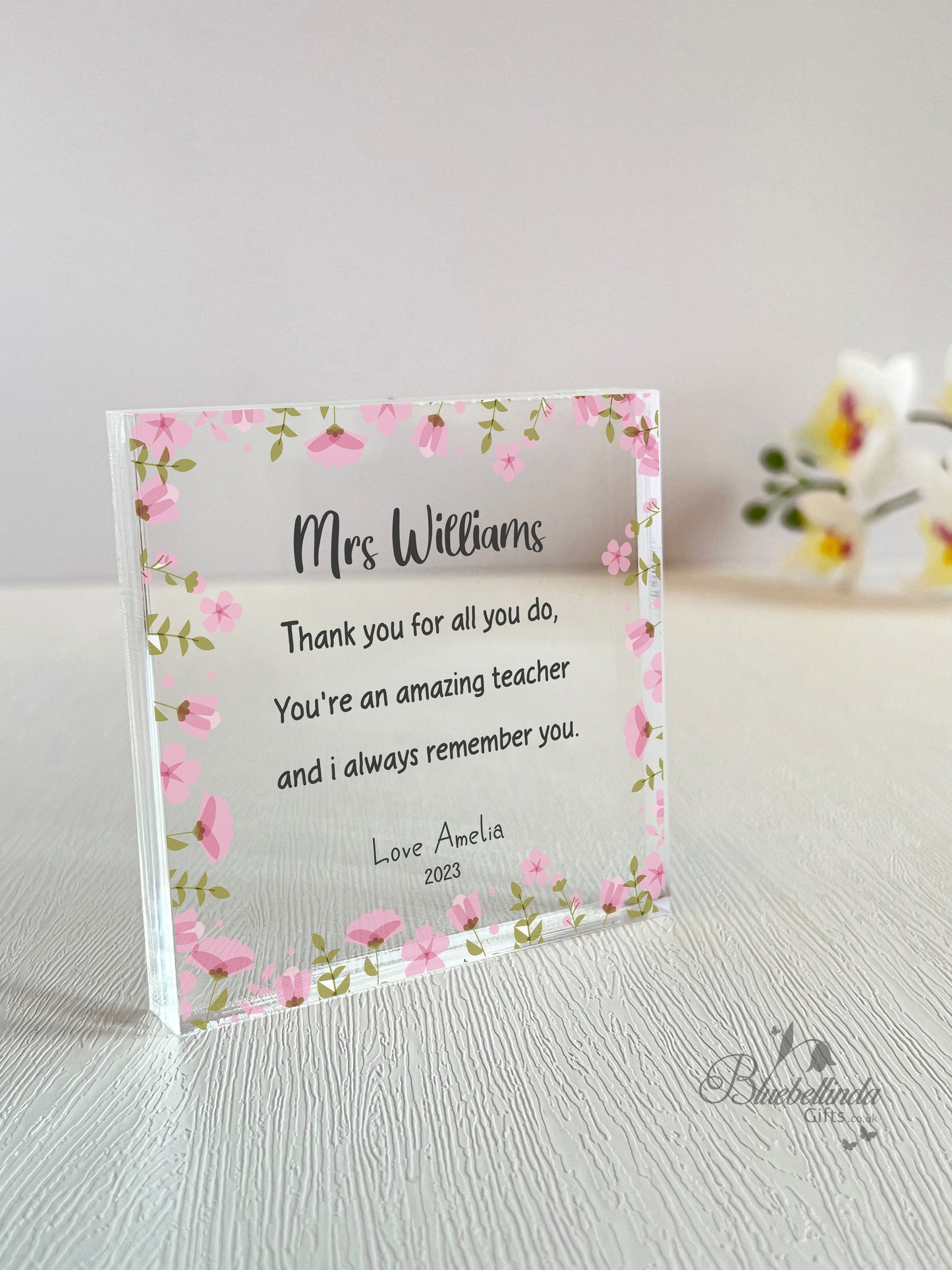 Floral Teacher Gift Acrylic Block