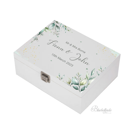 Personalised Leaves Wedding Keepsake Box