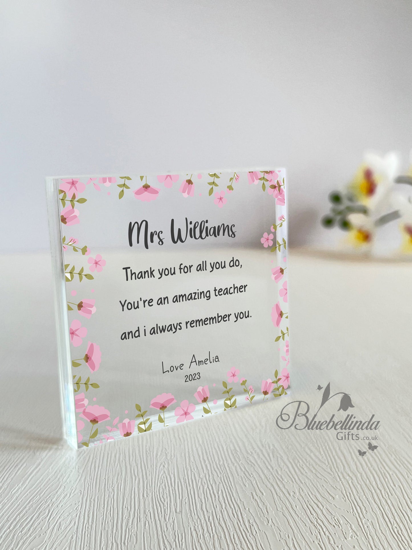 Floral Teacher Gift Acrylic Block