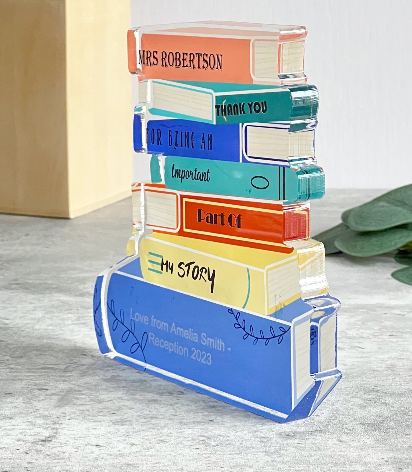 Personalised Teacher Book Stack Acrylic Block