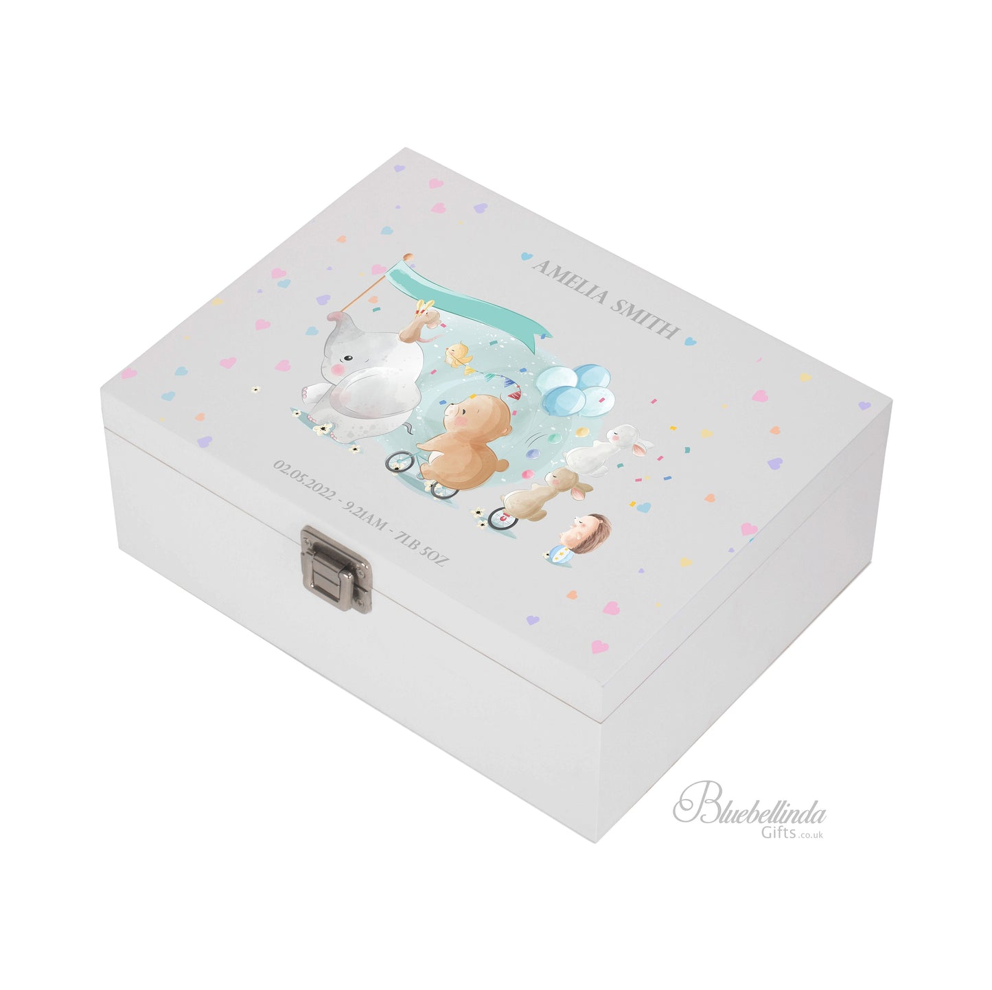 Personalised Animal Bicycle Baby Keepsake Box