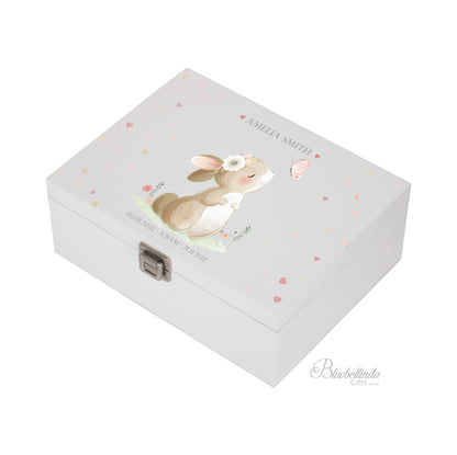 Pink Rabbit Butterfly Baby Keepsake Box