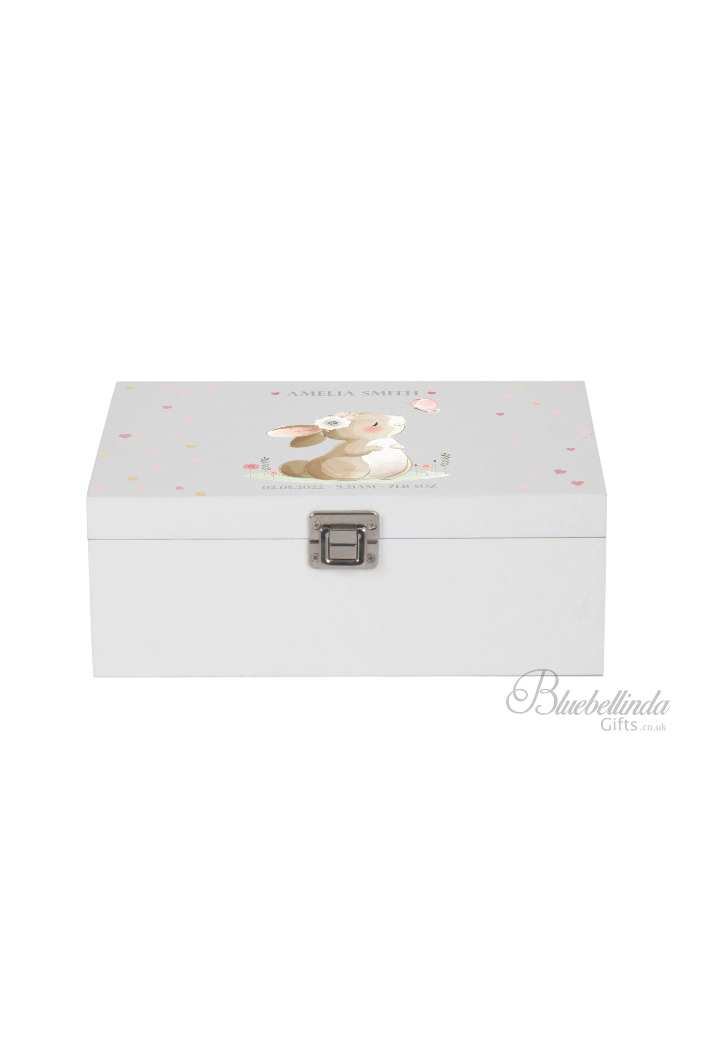 Pink Rabbit Butterfly Baby Keepsake Box