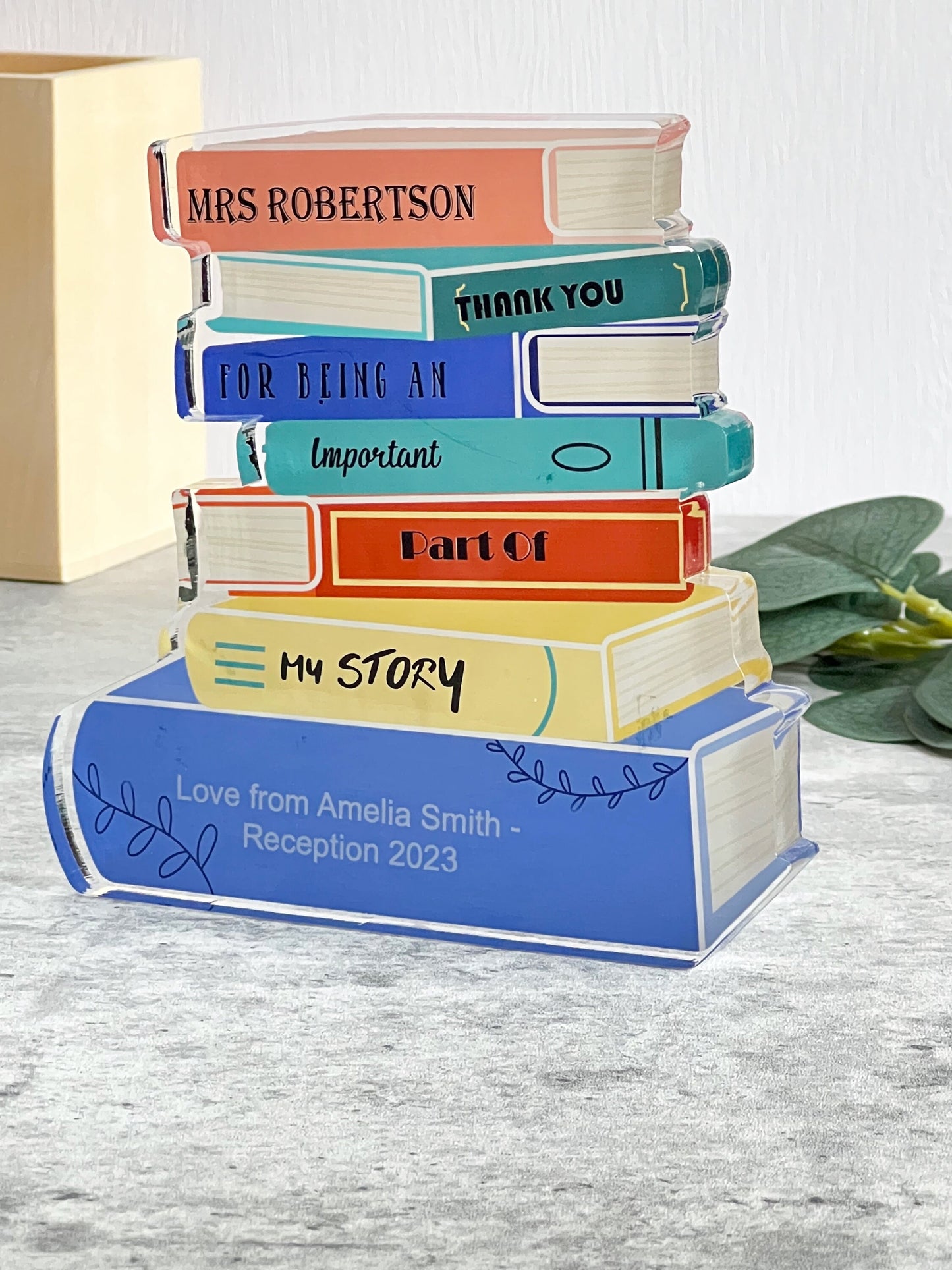 Personalised Teacher Book Stack Acrylic Block