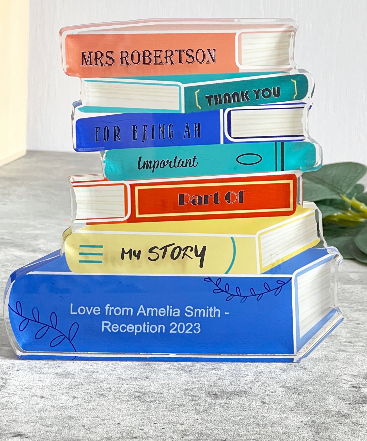 Personalised Teacher Book Stack Acrylic Block