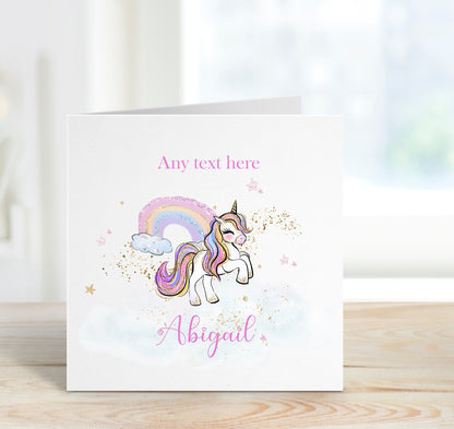 Personalisd Rainbow Unicorn Card