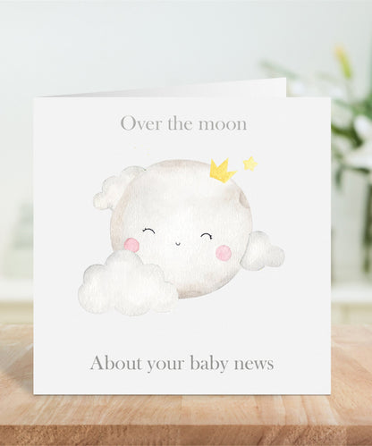 Personalised Over The Moon Baby Card