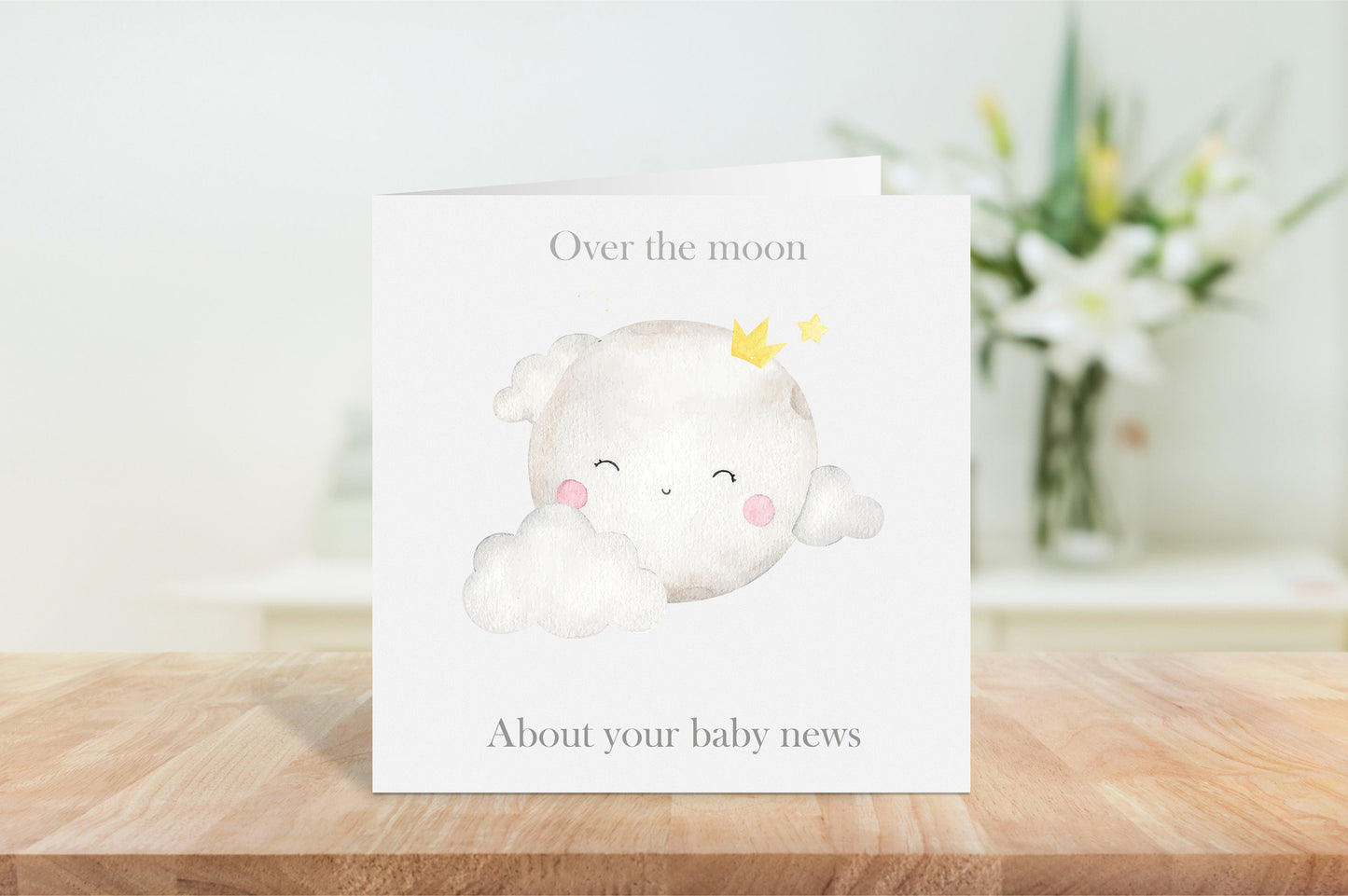 Personalised Over The Moon Baby Card