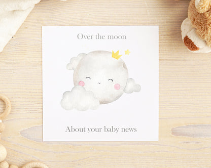 Personalised Over The Moon Baby Card