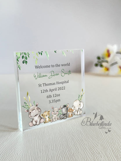 Personalised Safari Animals Acrylic Block