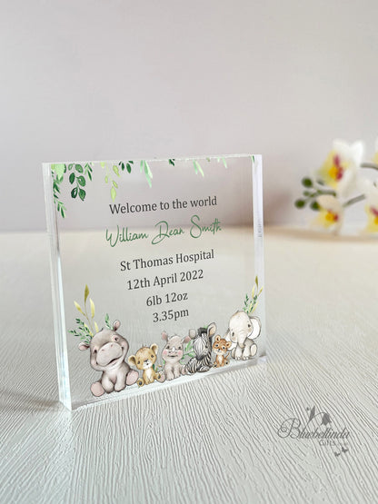 Personalised Safari Animals Acrylic Block