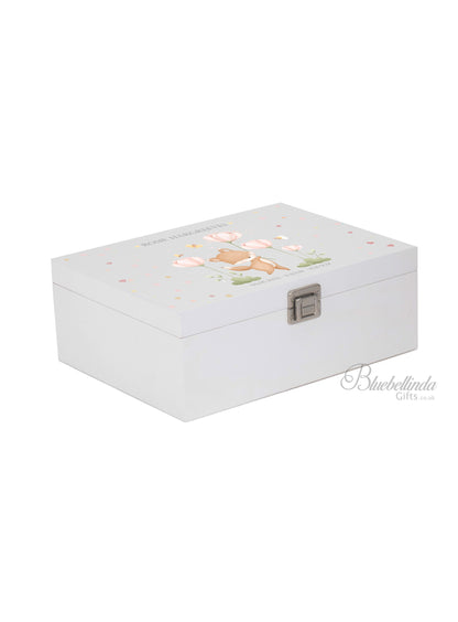 Pink Butterflies & Fox Baby Keepsake Box