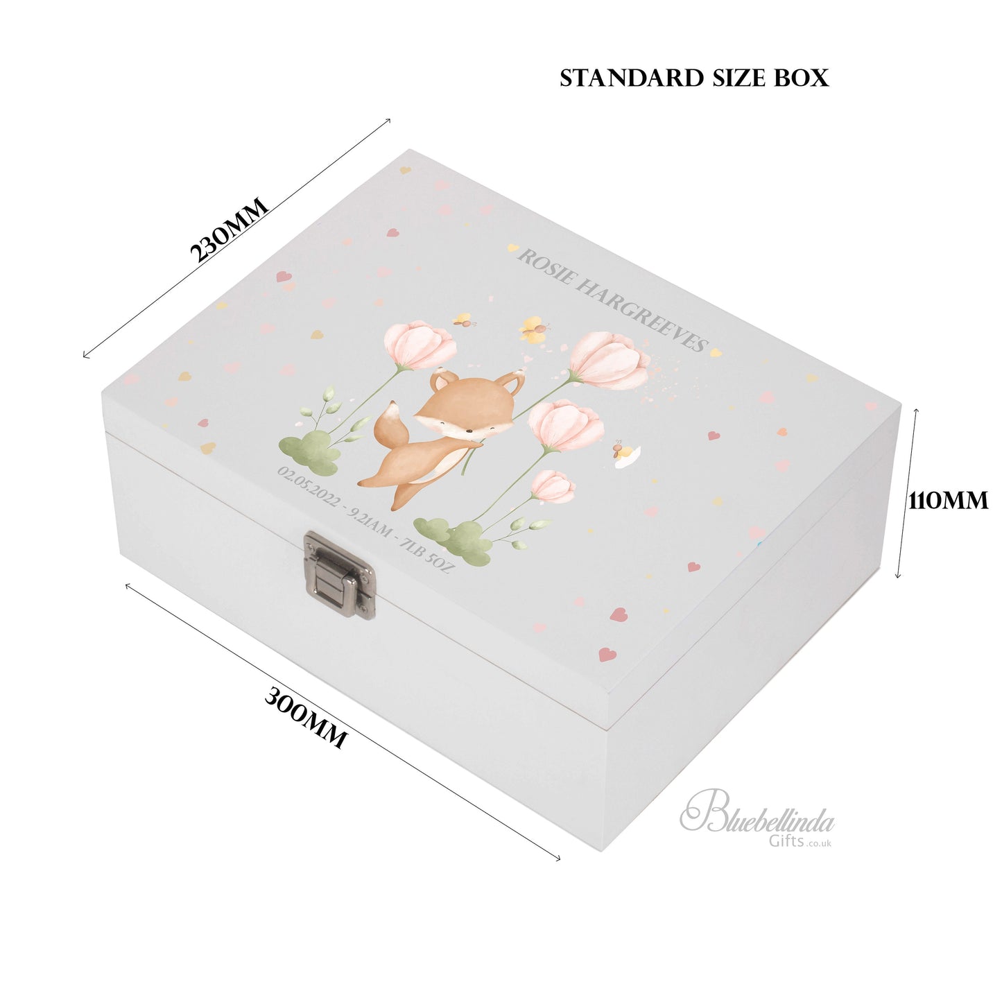 Pink Butterflies & Fox Baby Keepsake Box