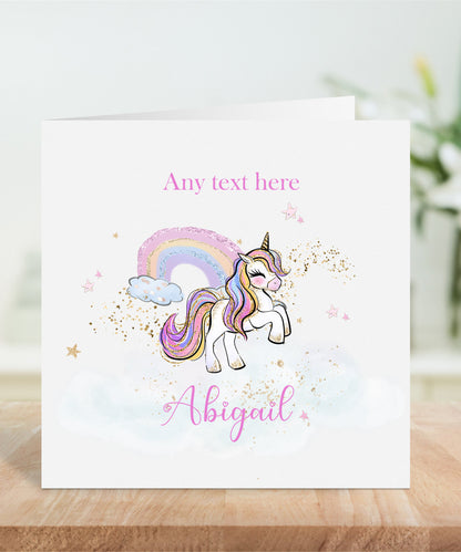 Personalisd Rainbow Unicorn Card