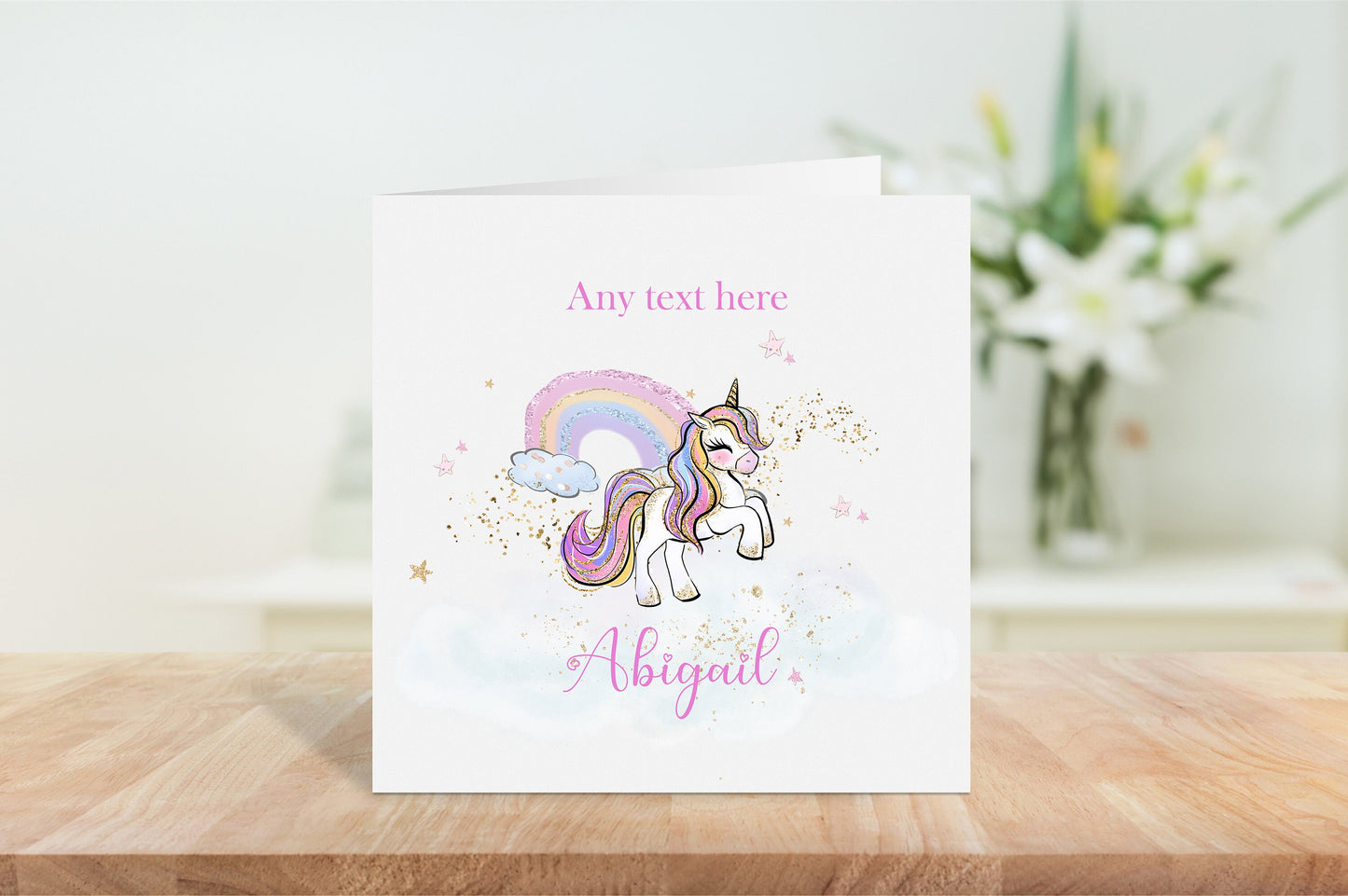 Personalisd Rainbow Unicorn Card