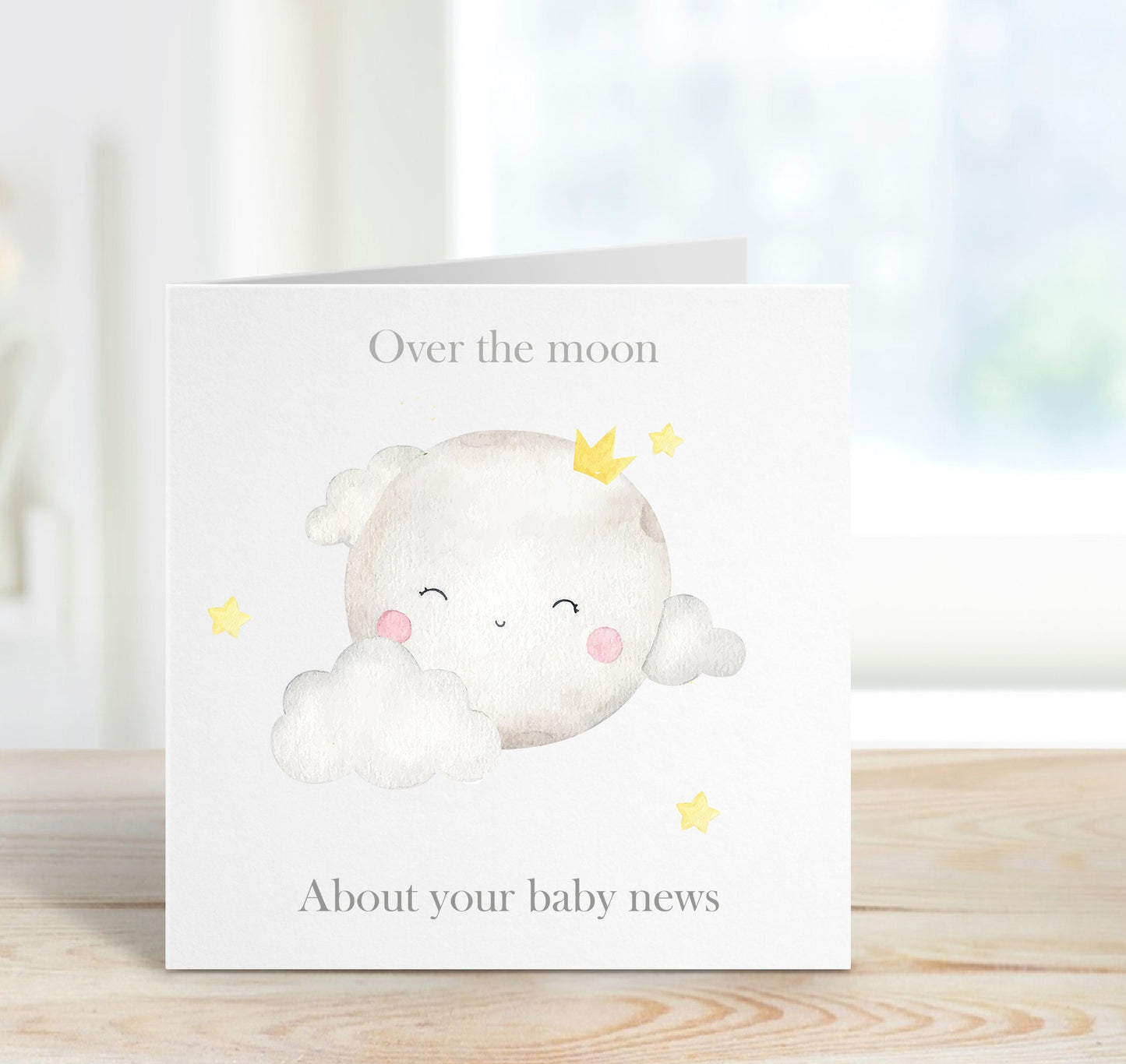 Personalised Over The Moon Baby Card