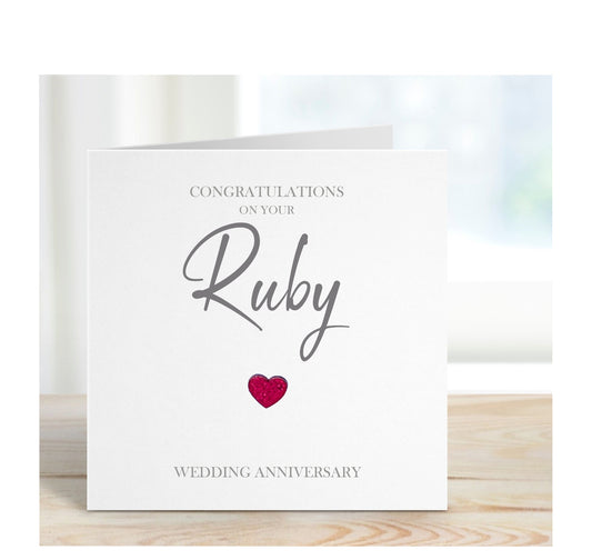 Ruby 40th Wedding Anniversary Card