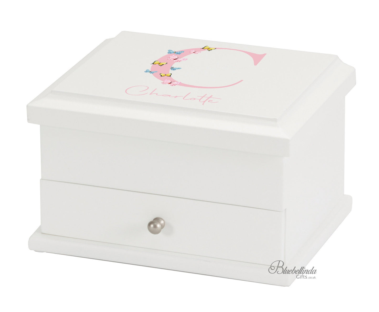 Personalised Butterfly Initial Jewellery Box