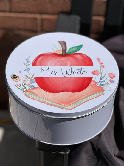 Personalised Teacher Apple Tin