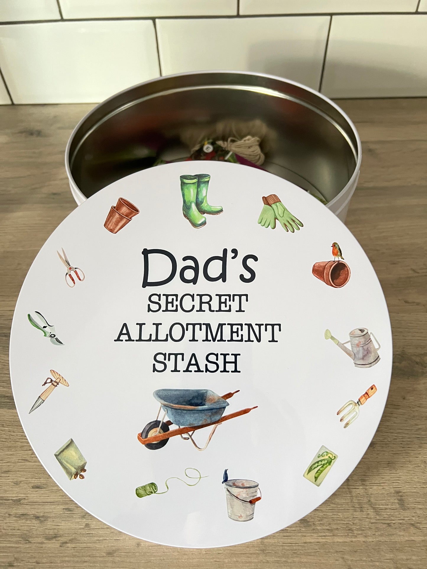 Personalised Gardening Allotment Secret Sweet tin