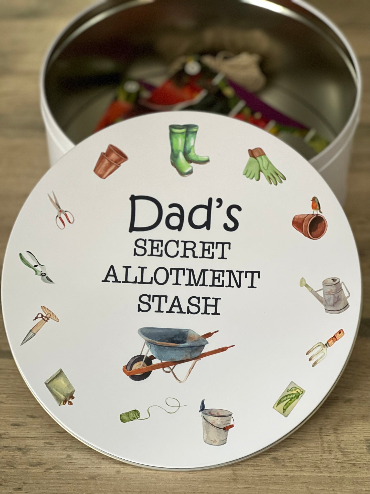 Personalised Gardening Allotment Secret Sweet tin