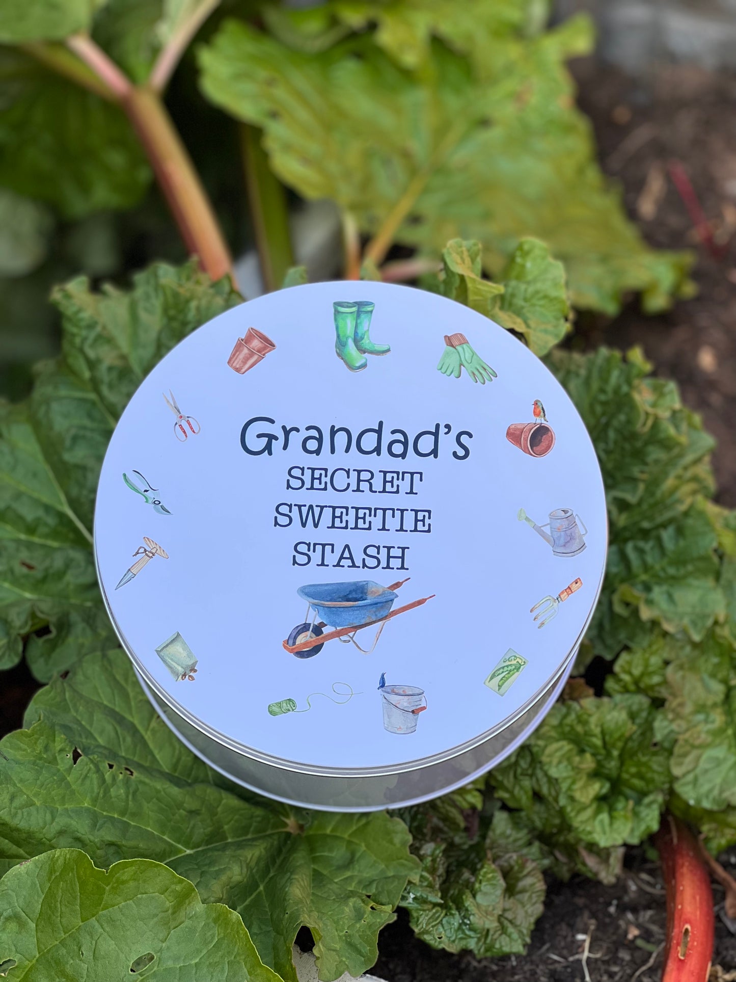 Personalised Gardening Grandad's Secret Sweetie Stash Tin