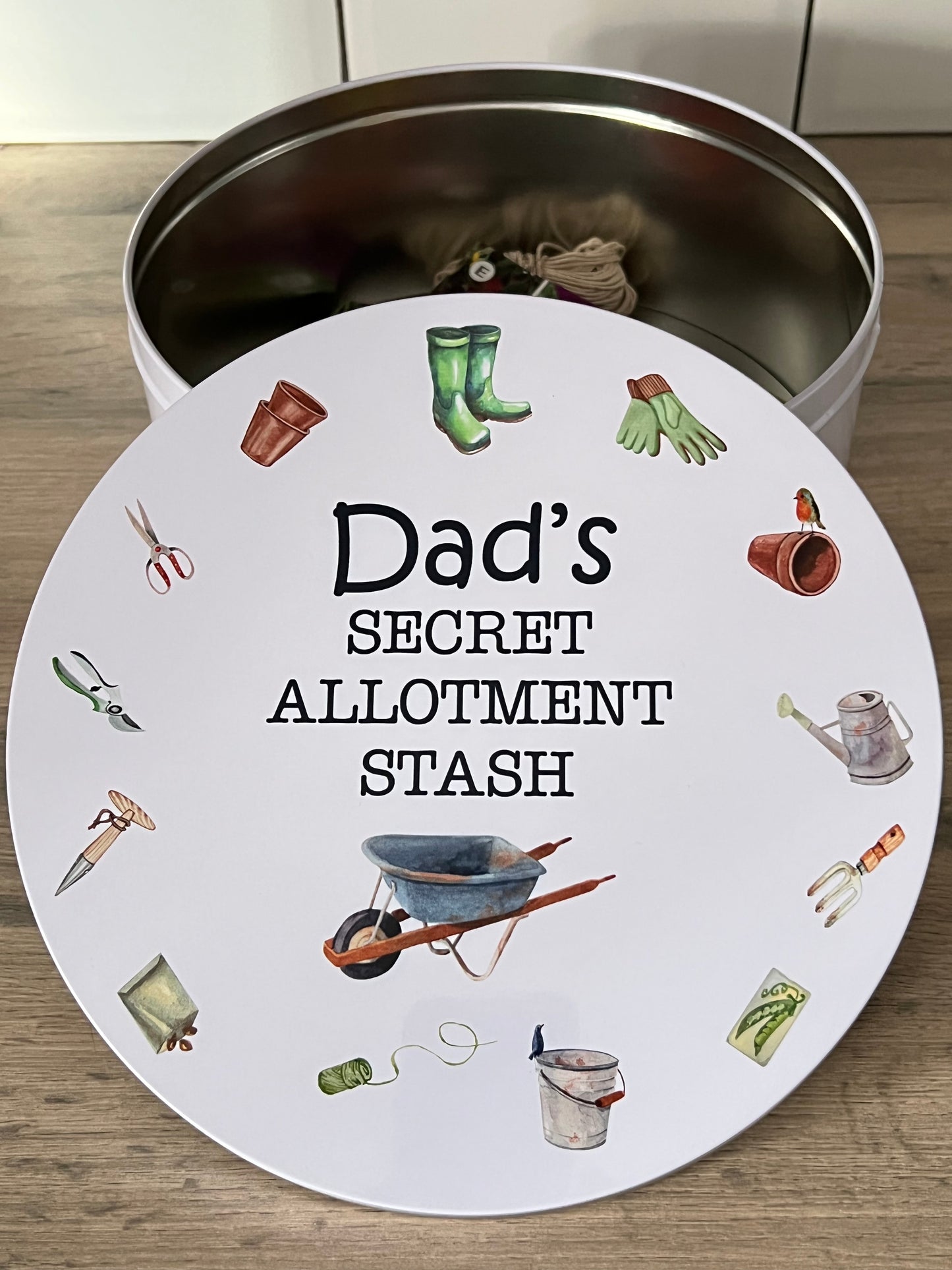 Personalised Gardening Allotment Secret Sweet tin